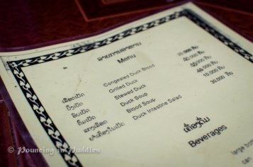 The menu at the duck feast